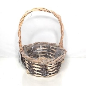 Grey Brown Round Basket 20cm