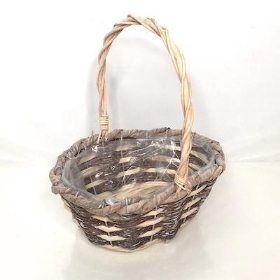 Grey Brown Oval Basket 23cm