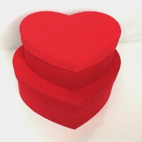 Red Velvet Heart Hat Box Set Of 2