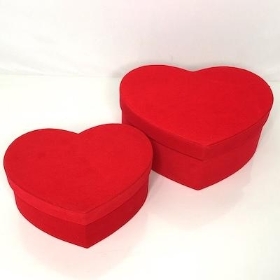 Red Velvet Heart Hat Box Set Of 2