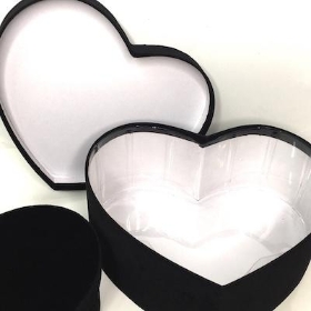 Black Velvet Heart Hat Box Set Of 2