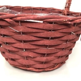 Burgundy Loop Handle Basket 38cm