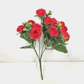 Red Mini Rose And Eucalyptus Bush 29cm