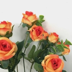 Orange Mini Rose And Eucalyptus Bush 29cm