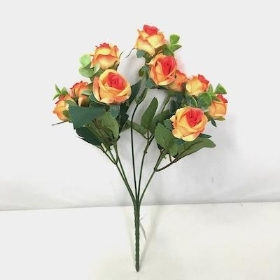 Orange Mini Rose And Eucalyptus Bush 29cm