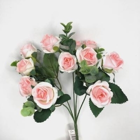 Pink Mini Rose And Eucalyptus Bush 29cm