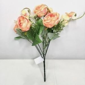 36 x Coral Rose And Hydrangea Bush 28cm