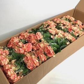 36 x Coral Rose And Hydrangea Bush 28cm