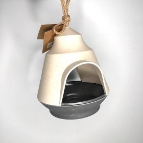 Cream Grey Bamboo Bird Feeder 20cm