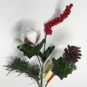 Cotton And Red Berry Bush 32cm