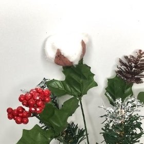 Cotton And Snowy Red Berry Bush 32cm