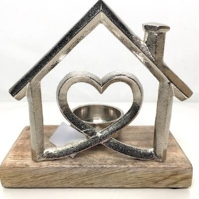 Metal Heart Home Tealight Holder 13cm