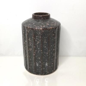 Brown Mottled Ceramic Vase 18cm