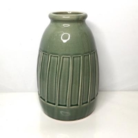 Green Stripe Ceramic Vase 24cm