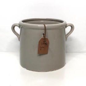 Grey Ceramic Pot With Handles 13cm