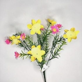 Narcissus And Pink Daisy Bush 35cm