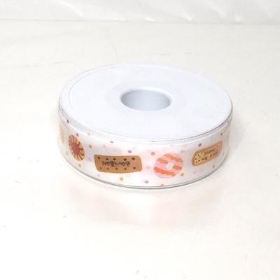 Tea Time Biscuit Ribbon 25mm