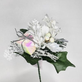 Ivory Glitter Parcel Pick 20cm