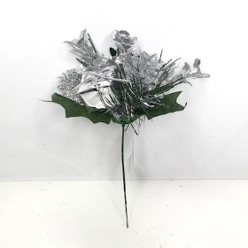 Silver Glitter Parcel Pick 20cm