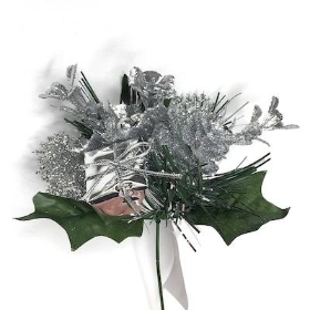 Silver Glitter Parcel Pick 20cm