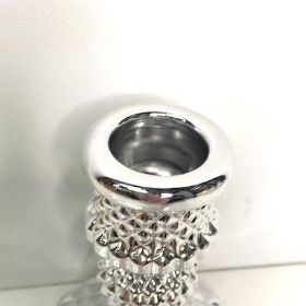 Silver Flora Glass Candlestick 10cm