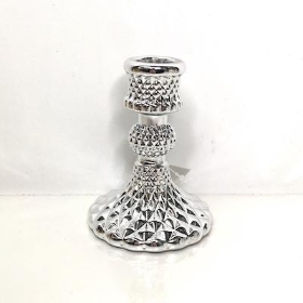 Silver Flora Glass Candlestick 10cm