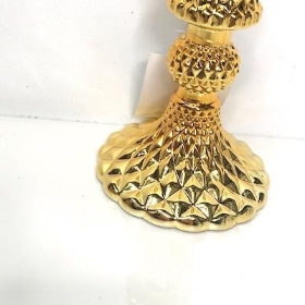 Gold Flora Glass Candlestick 10cm