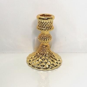 Gold Flora Glass Candlestick 10cm