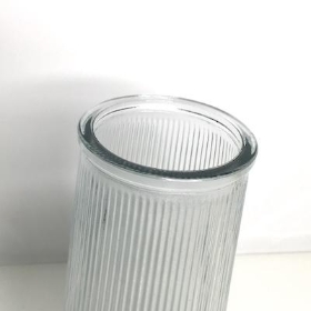 Clear Tall Ribbed Vase 22cm