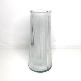 Clear Tall Ribbed Vase 22cm