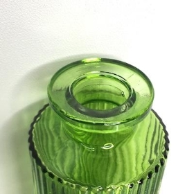 Emerald Green Ribbed Vase 13cm