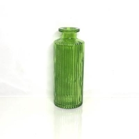 Emerald Green Ribbed Vase 13cm