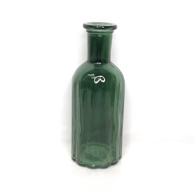 Green Ribbed Bottle Vase 19cm