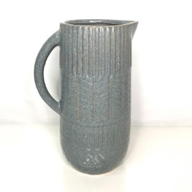 Pale Blue Pattered Ceramic Jug 31cm