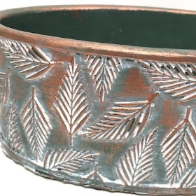 Copper And Green Oval Pot 20cm
