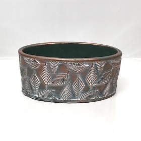 Copper And Green Oval Pot 20cm