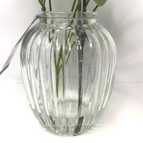 Ivory Rose And Gyp In Ribbed Vase 27cm
