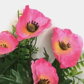 Pink Poppy And Foliage Bush 32cm