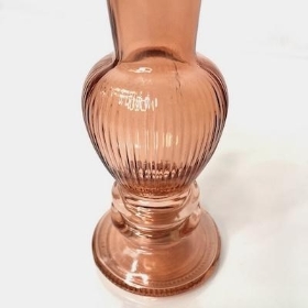 Amber Ribbed Bulb Candlestick12cm