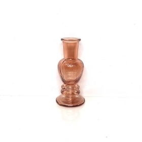 Amber Ribbed Bulb Candlestick12cm