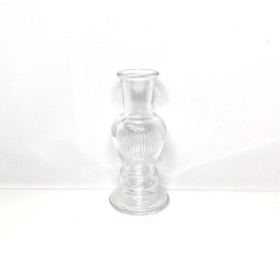 Clear Bulb Candlestick Ribbed 12cm