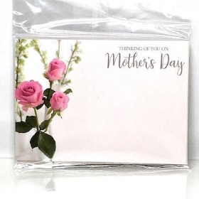 Pink Roses Mothers Day Card x 6