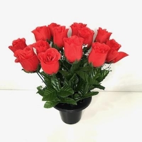 Red Rosebud Grave Pot 30cm