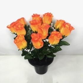 Orange Rosebud Grave Pot 30cm