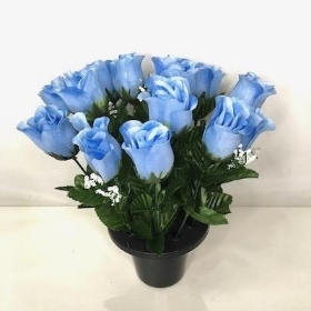 Blue Rosebud Grave Pot 30cm