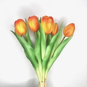 Orange Real Touch Tulip Bundle 30cm