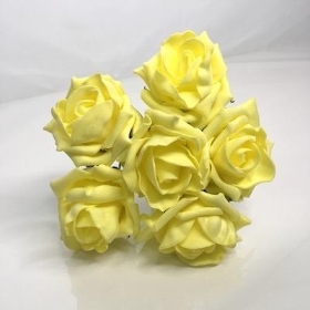 Light Yellow Foam Rose 6cm x 6