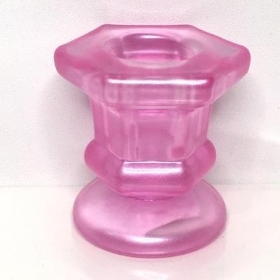 Pink Hexagonal Candlestick 6cm