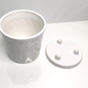 White Ceramic Pot And Saucer 13cm