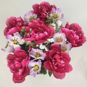 Pink Lilac Cosmos And Peony Grave Pot 25cm